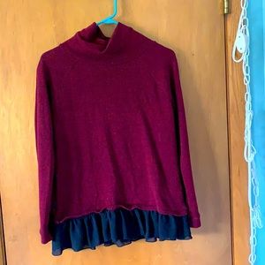 Maroon Sweater with black roused hem